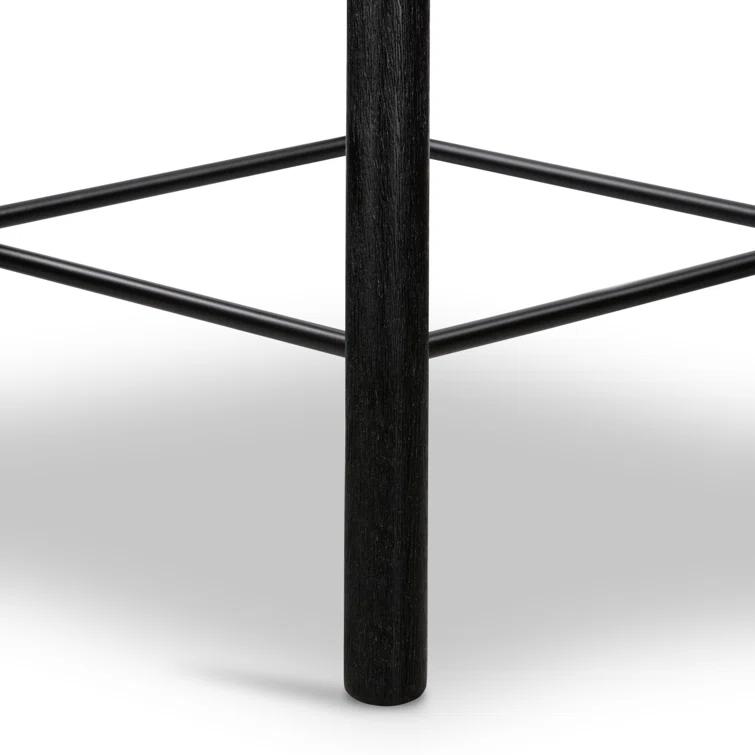 Contemporary Matte Black Solid Wood & Iron Bar Stool