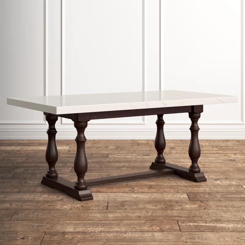 Espresso Elegance Rectangular Dining Table with White Marble Top