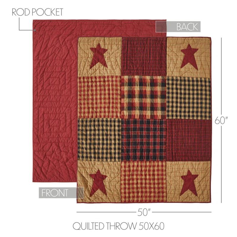 Connell Burgundy Cotton Patchwork Quilted Throw Blanket