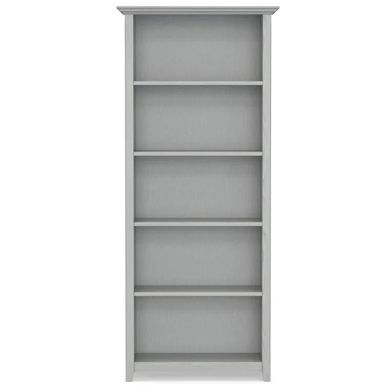 Simpli Home Amherst 30"W Solid Wood 5 Shelf Bookcase with Adjustable Shelves