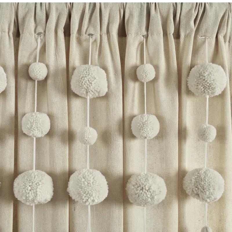 Lush Decor Tassel Window Solid Cotton Blend Semi-Sheer Rod Pocket Single Curtain Panel