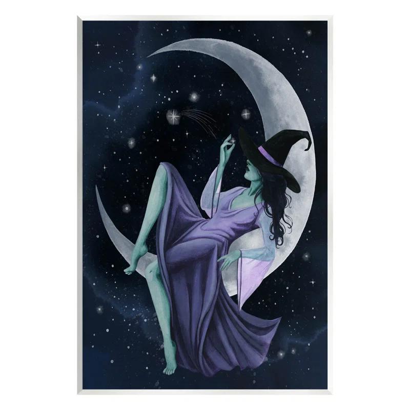 Stupell Industries " Witch Relaxing Crescent Moon " by Grace Popp
