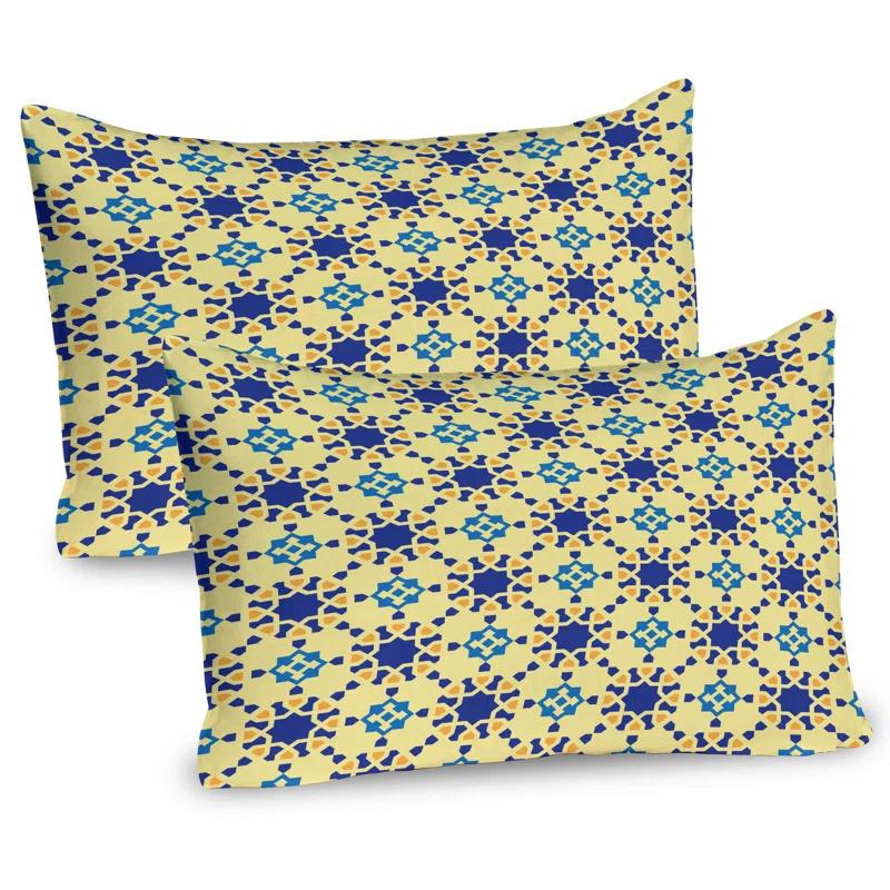 Ambesonne Ambesonne Antique Pillow Sham 2 Pack Moroccan Motif Folk Violet Blue Yellow