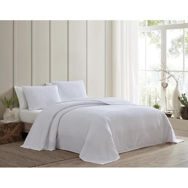 Beatrice Home Fashions Channel Striped Cotton Coverlet