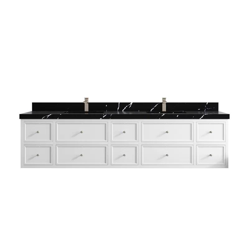 Willow Collections Roswell Floating 84'' Double Bathroom Vanity with Quartz Top