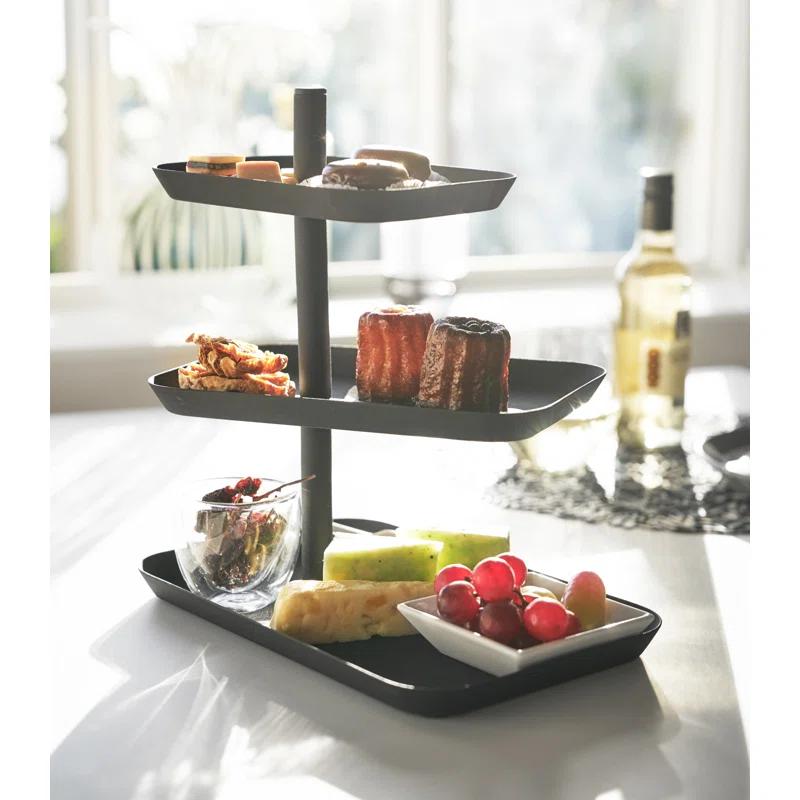 Tower Yamazaki Home 3-Tier Serving Stand, Appetizer Tray Organizer For Party Or Kitchen, Steel