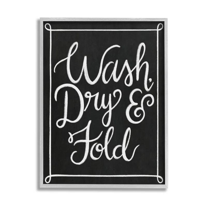 Stupell Industries " Wash Dry And Fold Curved Loop Border Black White "