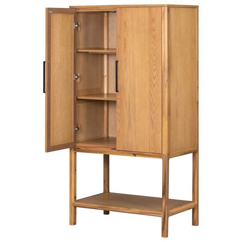 Keyly inc 36.2" W multiple storage functions Oak Veneer Cabinet