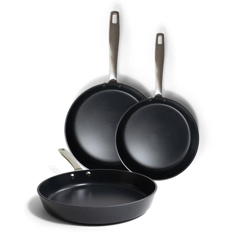 Alva Alva Maestro 3-Piece Ceramic Nonstick Frying Pan Set - PFAS/PFOA/PTFE-Free Skillet Cookware, Induction & All Stovetop Compatible, Oven Safe with Stay-Cool Handles Cooking Set
