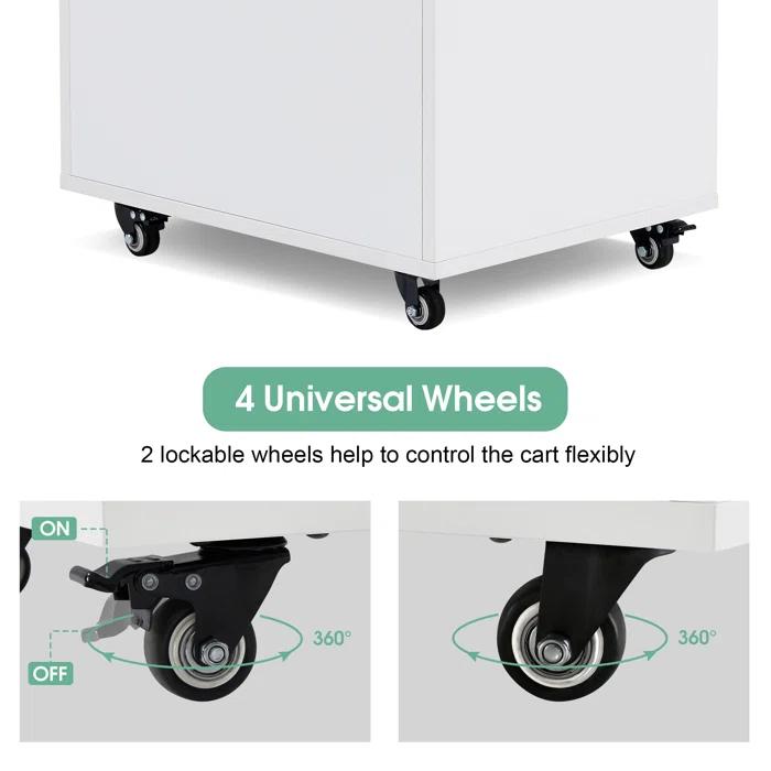 BarberPub Salon Trolley Makeup Organizer with Drawer and Cabinet