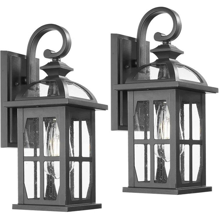 Longshore Tides Outdoor Wall Lights Exterior Light Fixture With Seeded Glass