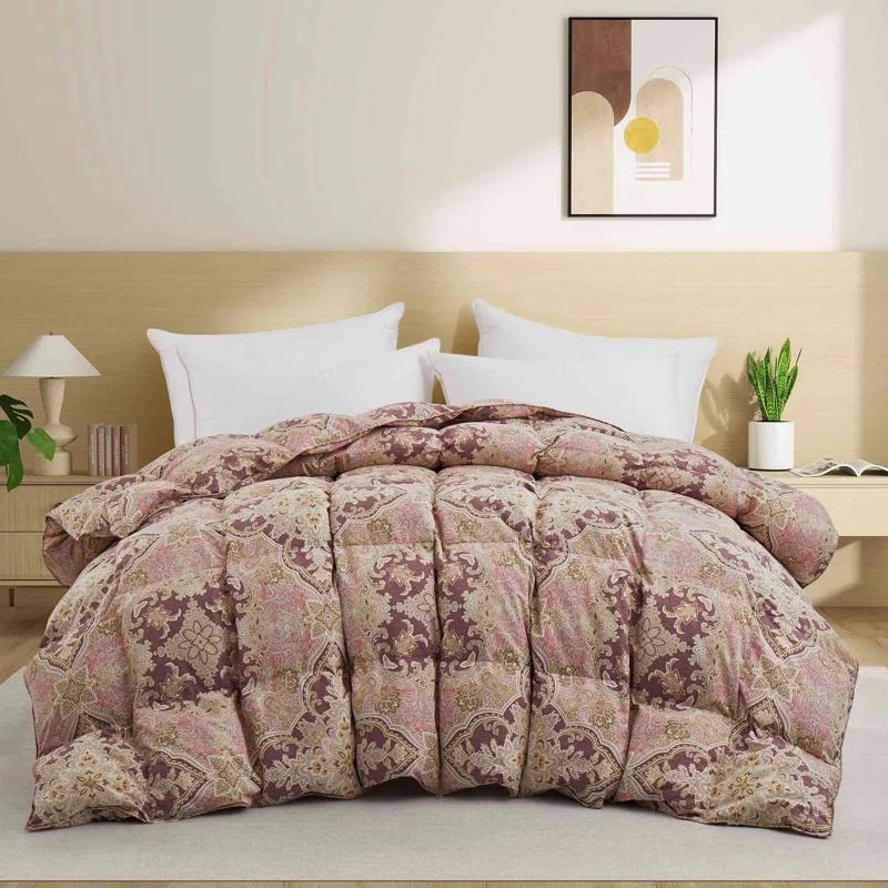 Lark Manor™ All Season Paisley Floral Printed Vintage Goose Feather Down Comforter