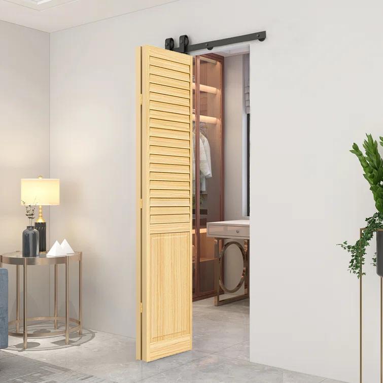 Calhome 80'' Solid Wood Unfinished Bi-Fold Door