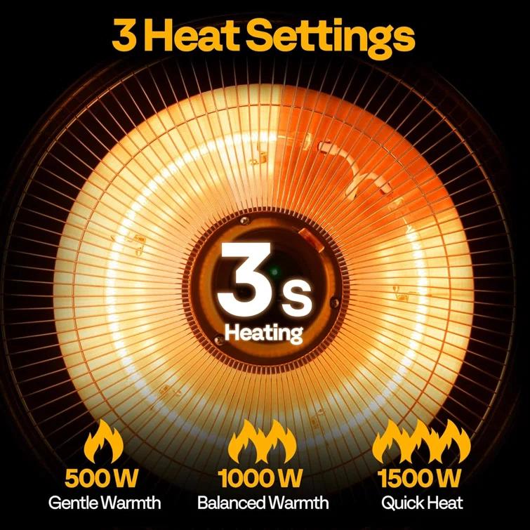 VIVOHOME 1,500-Watt Outdoor Ceiling Mount Hanging Patio Heater with 3 Heat Settings