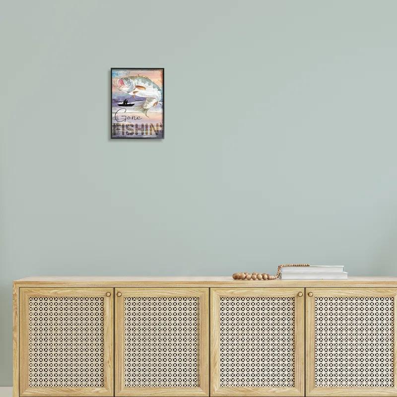 Stupell Industries " Gone Fishin' Bass Angler Marine Life " by ND Art