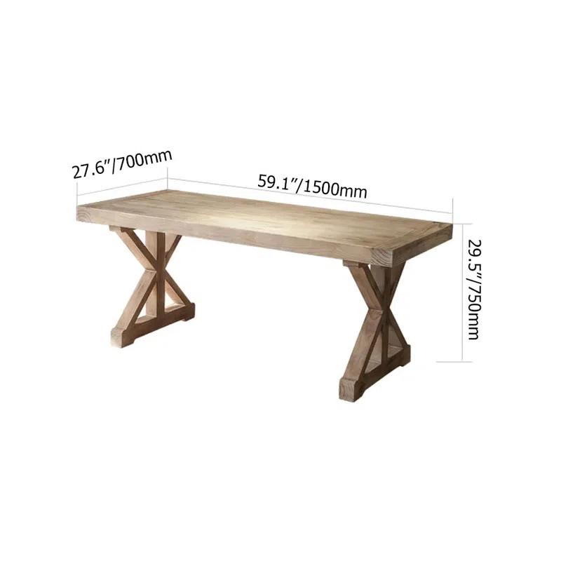 Rustic Farmhouse Computer Desk In Natural With Trestle Base Wooden Office Desk