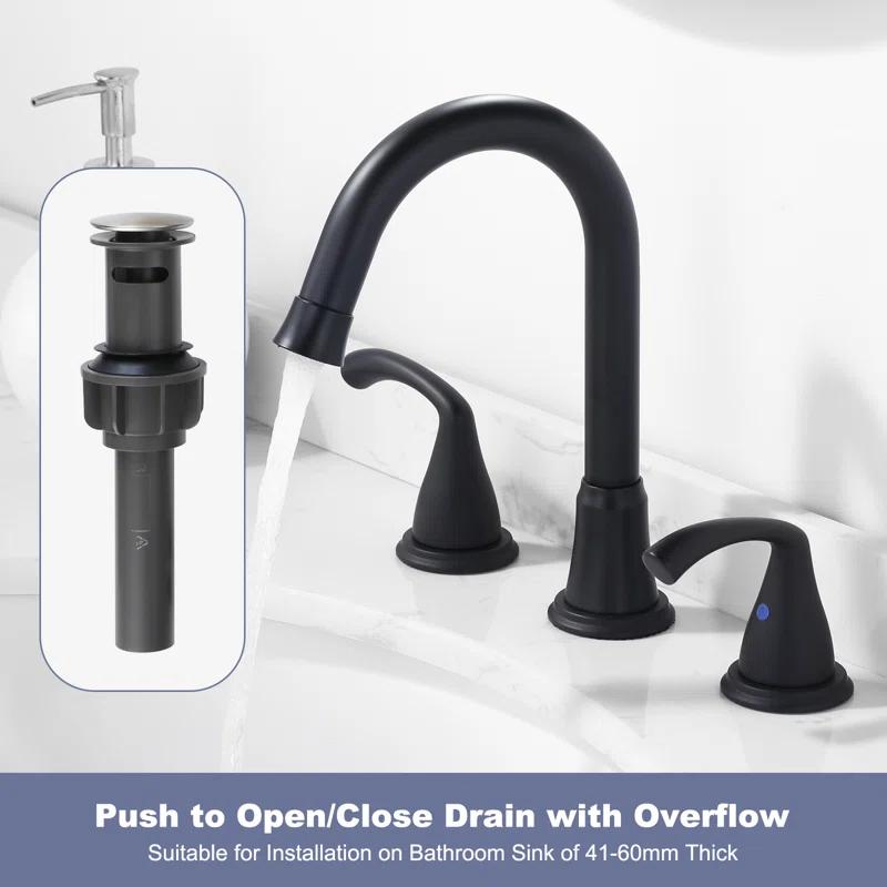 Widespread 2-handle Bathroom Faucet with Drain Assembly