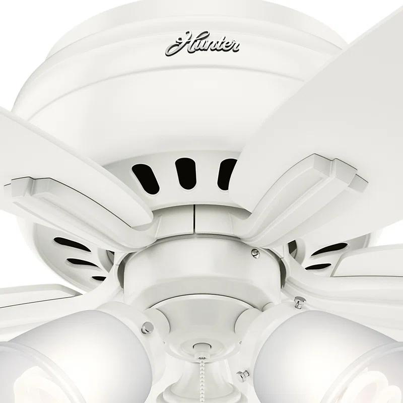 Hunter Fan Newsome 42" 5 - Blade Traditional Indoor Flush Mount Ceiling Fan with Lights and Pull Chains