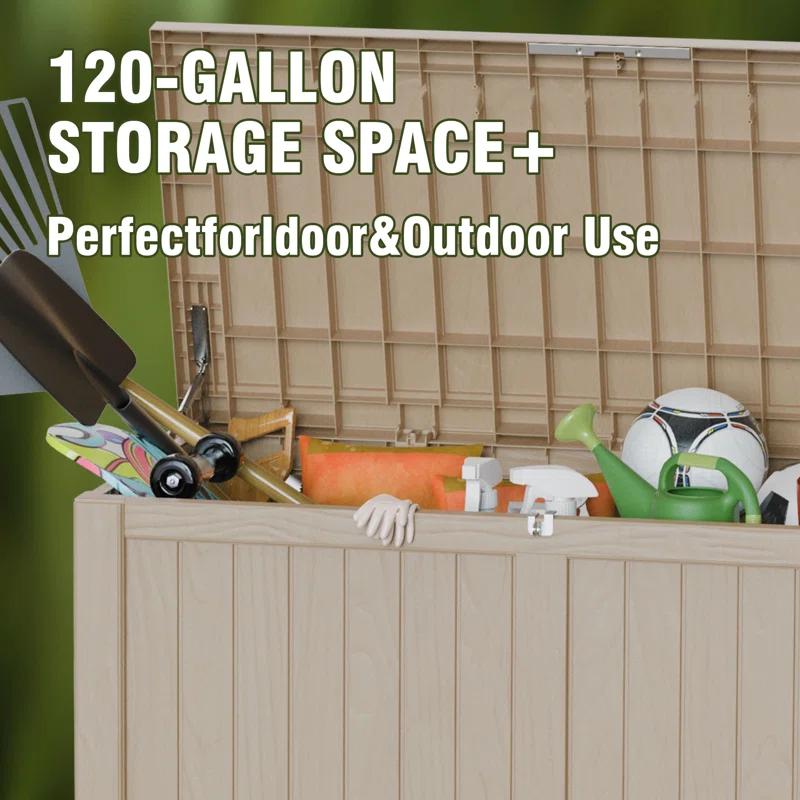 Emperic Design Emperic Design 120 Gallon Water Resistant Resin Lockable Deck Box