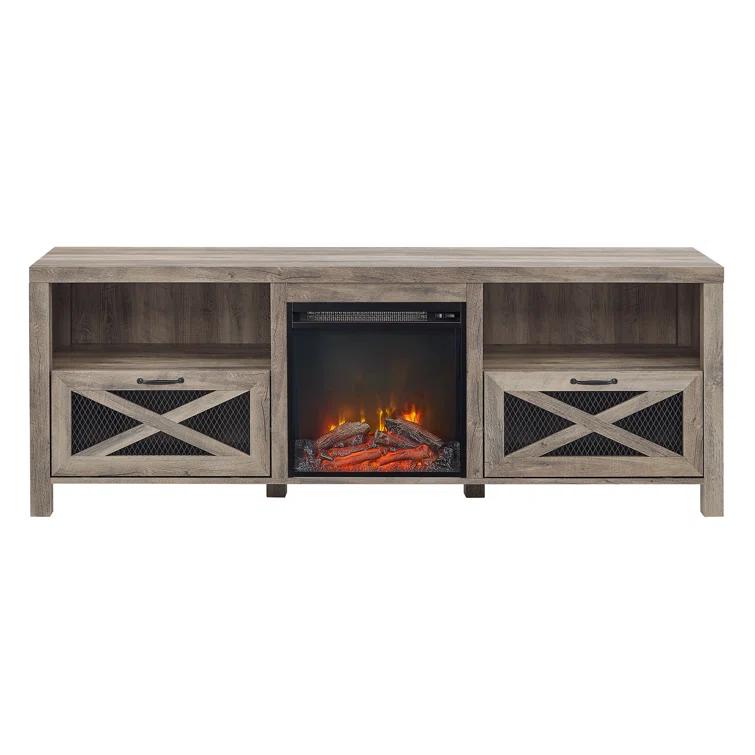 Gracie Oaks Tansey 70" Media Console with Electric Fireplace