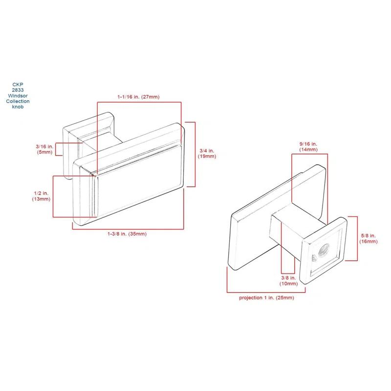 CKP 1.3" Length Rectangle Knob