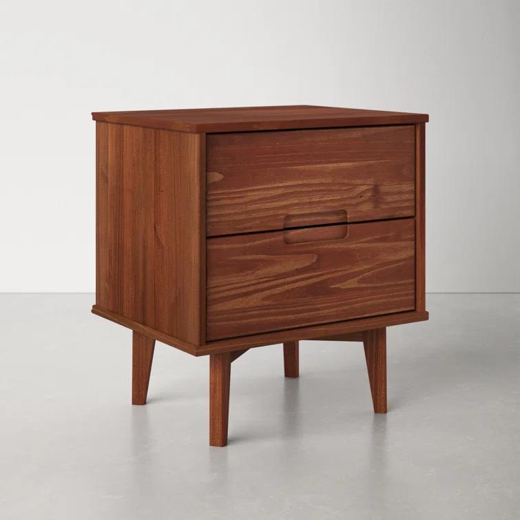AllModern Mags Solid Wood Groove 2-Drawer Nightstand