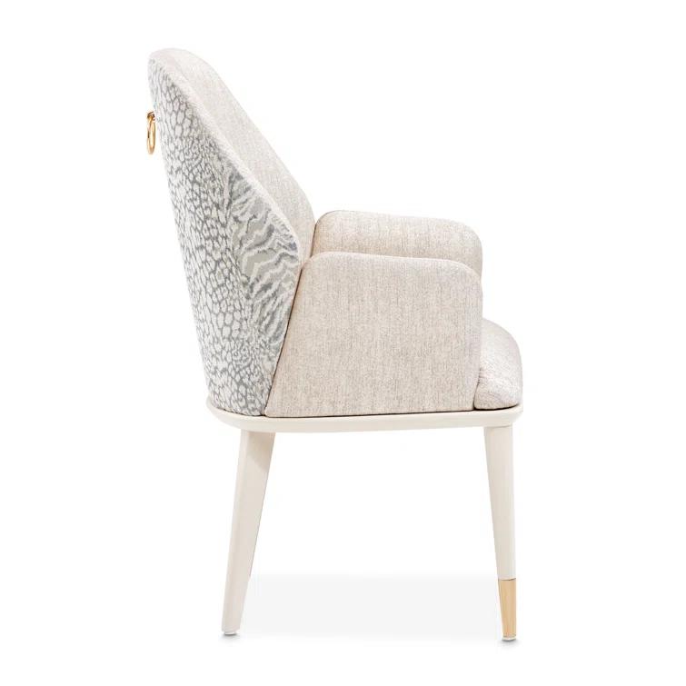 Michael Amini Lisbon Dining Arm Chair - Silken Matte Cream