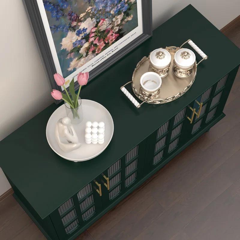 Charlton Home® Gurbachan 47.6-inch Antique Sideboard with Adjustable Shelves and 4 Glass Doors