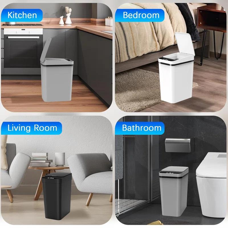 G & R PLUMBING ENTERPRISES, INC. 3 Pack Automatic Small Bathroom Trash Can with Lid - 2.5 Gallon Touchless Garbage Can
