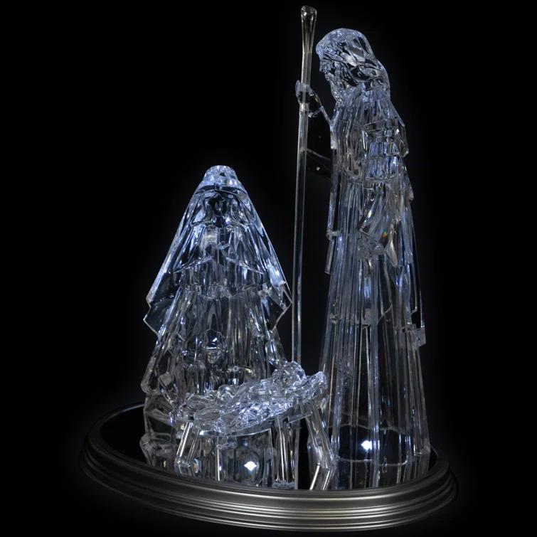 Northlight LED Lighted Acrylic Holy Family Nativity Scene on Mirror Christmas Decoration - 17"