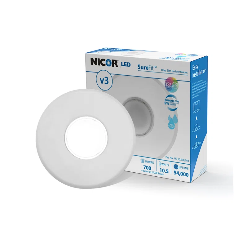 NICOR Lighting DLFv3 Round 5'' Dimmable LED Canless Recessed Lighting Kit DLF301205KWH