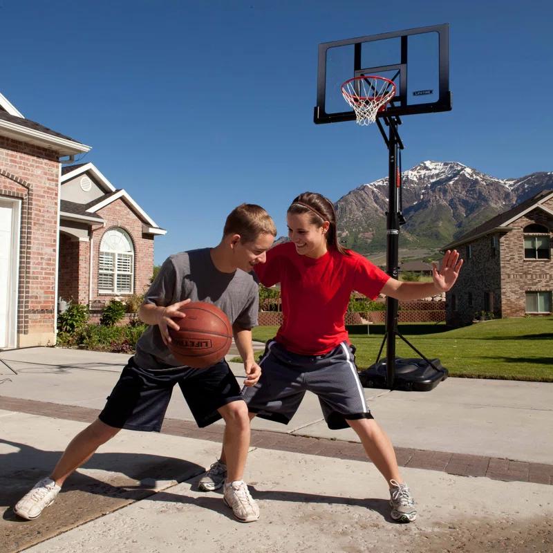 Lifetime Height Adjustable Outdoor 52" Steel Portable Full-Size Basketball Hop