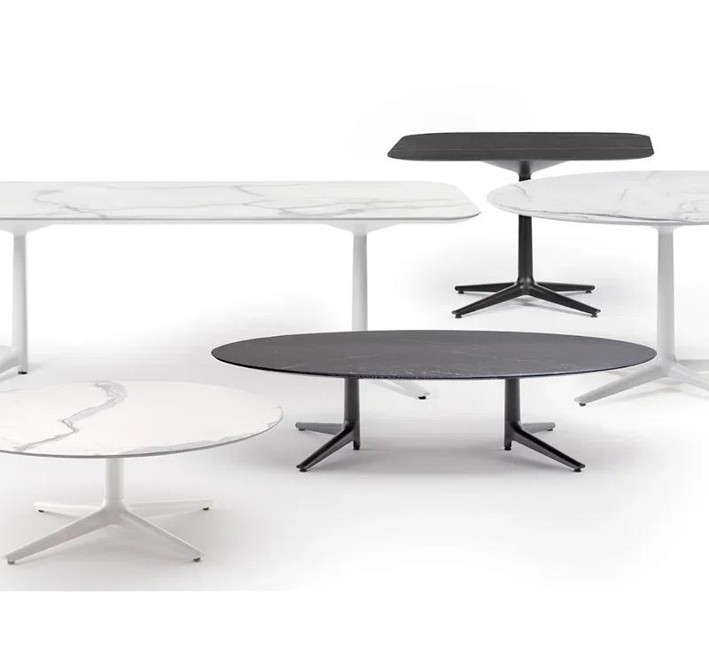 Kartell Multiplo Round Stone Top Metal Base Dining Table