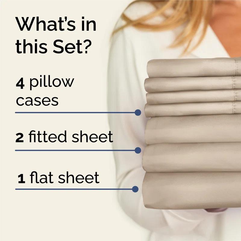 CGK Linens 6 Piece Soft & Cooling Solid Sheet Set - Wrinkle Free Luxury Bed Sheets