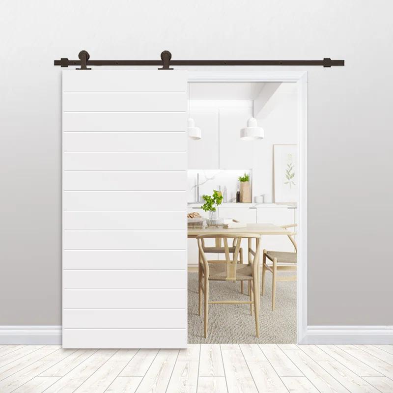 Calhome Hollow Paneled Painted with Installation Hardware Kit Barn Door