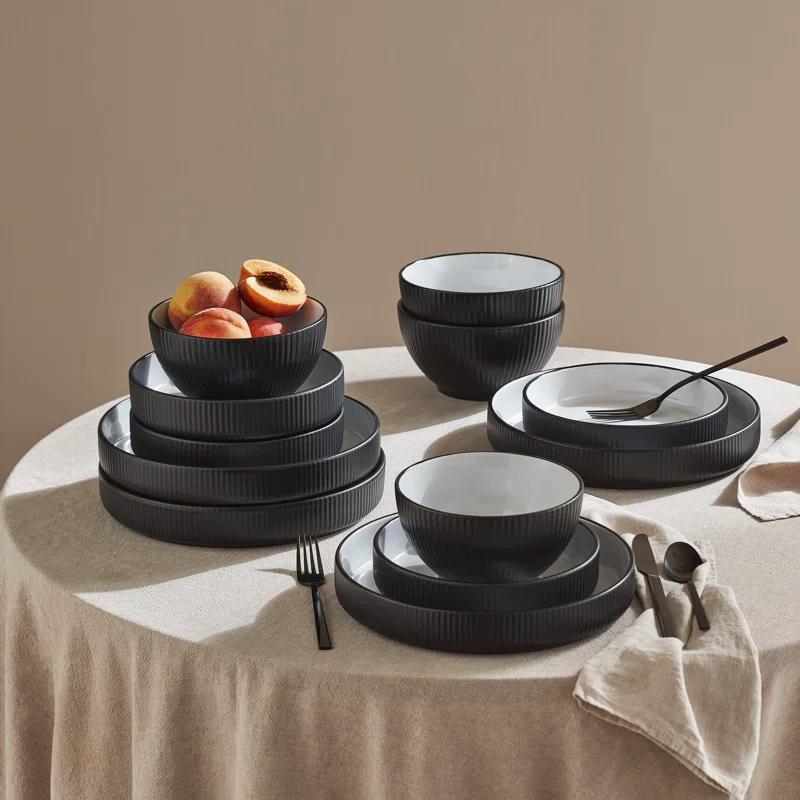 Christian Siriano Christian Siriano Larosso 12-Piece Dinnerware Set with Dinner Bowls and Pasta Bowls, Stoneware