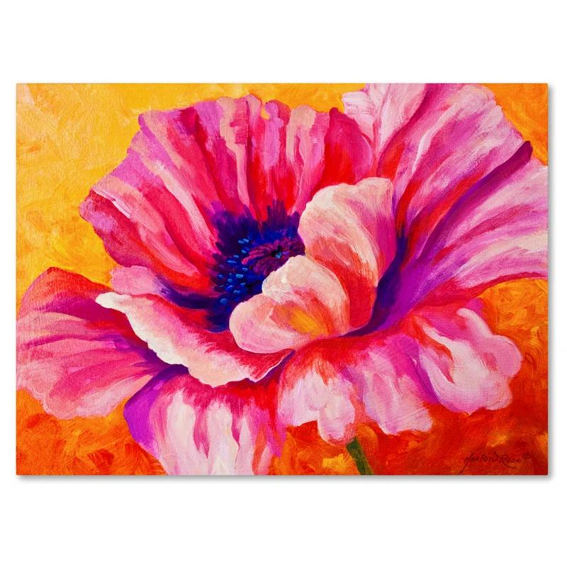 Trademark Fine Art Marion Rose " Pink Poppy " by Marion Rose Painting Print