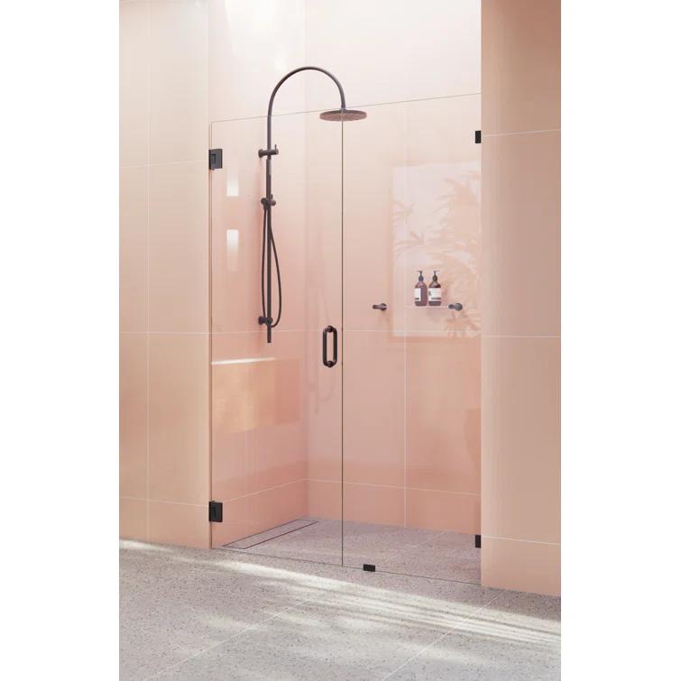 Glass Warehouse Illume 51 in. x 78 in. Fully Frameless Wall Hinge Shower Door GW-WH-51-MB