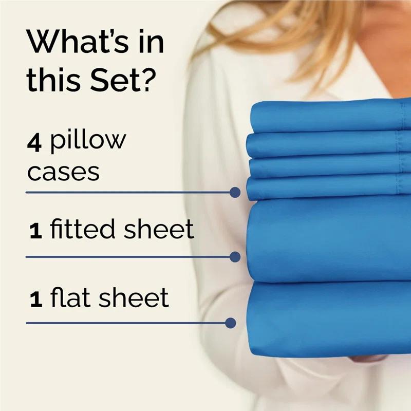 CGK Linens 6 Piece Soft & Cooling Solid Sheet Set - Wrinkle Free Luxury Bed Sheets