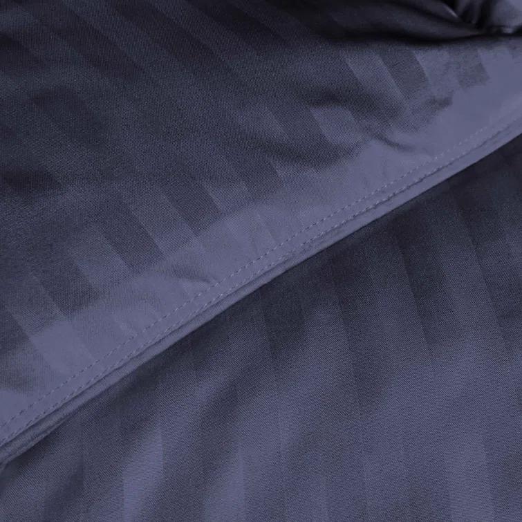 Superior Striped Reversible Box-Quilt Brushed Microfiber Medium Weight Down Alternative Comforter