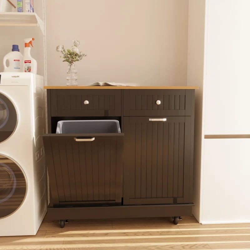Betterhood Havant Double Tilt Out Trash Cabinet 20 Gallons Wooden Free Standing(Not include trash can)