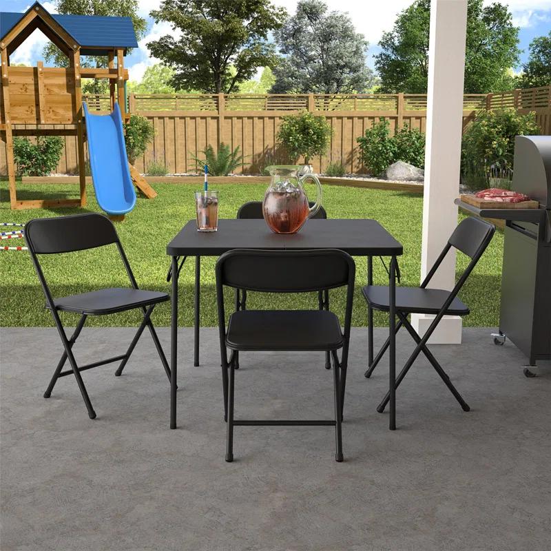 COSCO COSCO 5-Piece Solid Resin Centerfold Table & Chair Dining Set