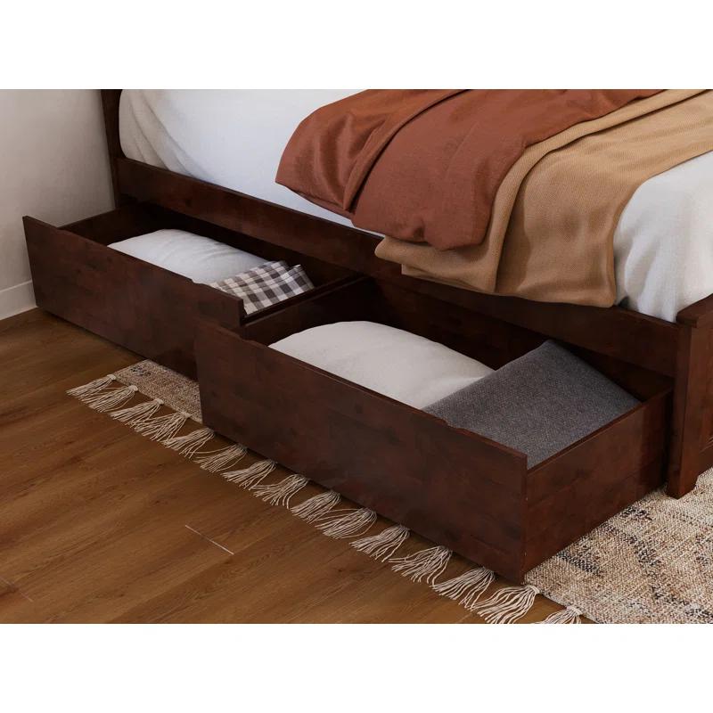 Madison Solid Wood Platform Bed with Matching Footboard & Storage Drawers