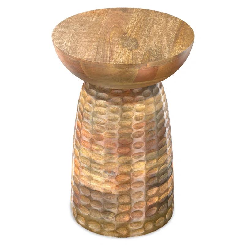 Simpli Home Boyd Solid Mango Wood Contemporary Accent Table with Textured Finish, Fully Assembled