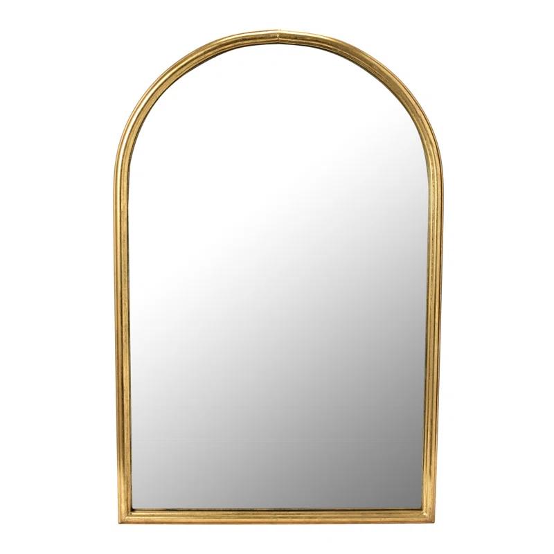 Dakota Fields Arched Metal Framed Wall Mirror with Metal Trim