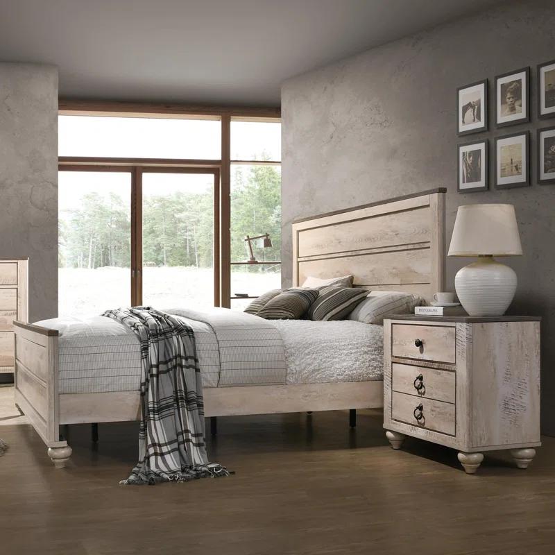 Breakwater Bay Contemporary White Wash Finish 3-Piece Bedroom Set