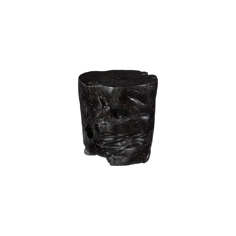 Black Wash Solid Wood Accent Stool