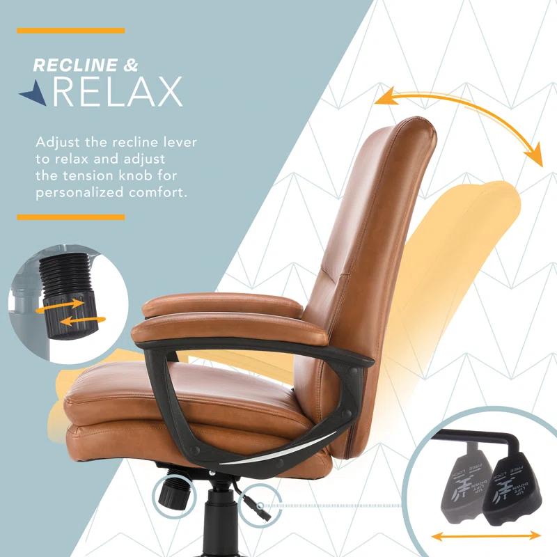 CLICK365 Click365 Classic Comfort Executive Office Chair, Ergonomic Mid-Back, Double-Layer Seat Cushion