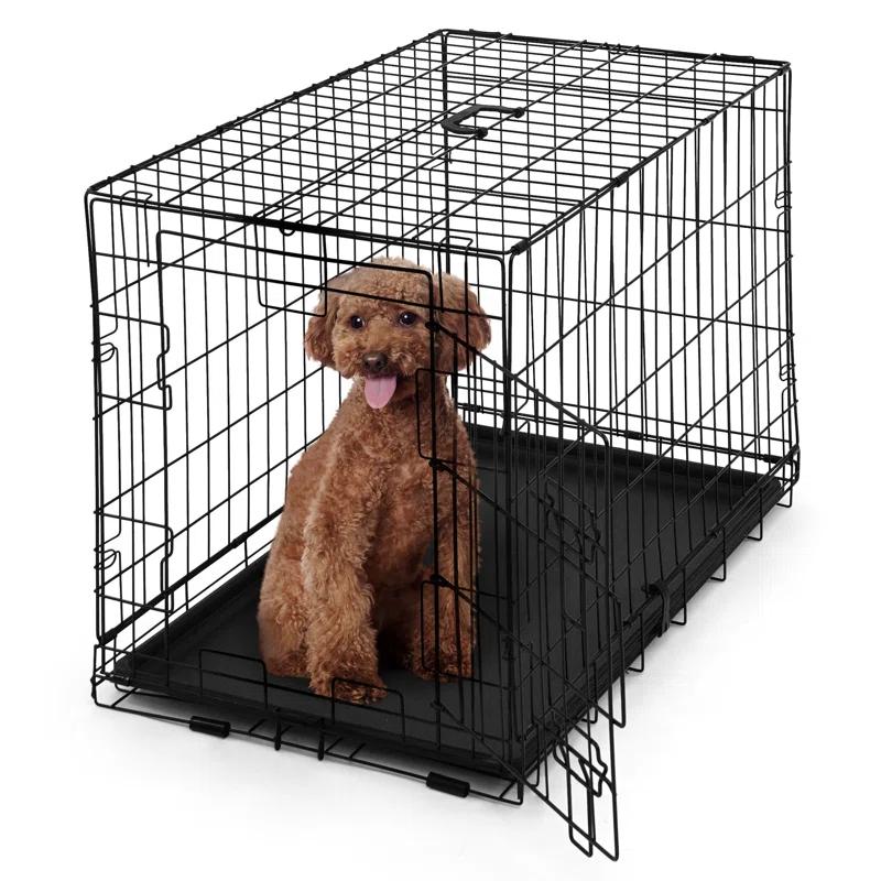 CAPHAUS Tucker Murphy Pet™ Foldable Dog Crate, Wire Metal Dog Kennel w/Leak-Proof Pan
