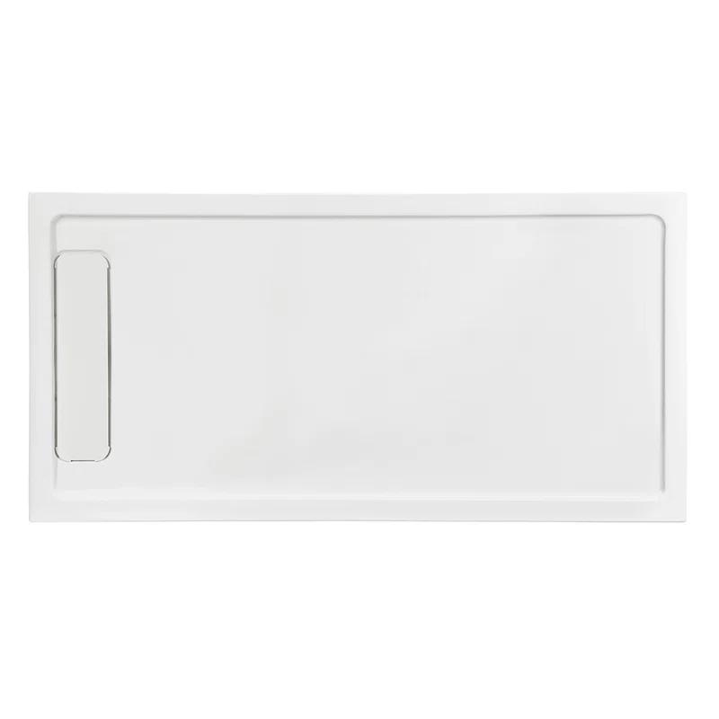 OVE Decors 72" x 36" Rectangle Shower Base Pan, White Acrylic, Hidden Side Drain, Reversible Design